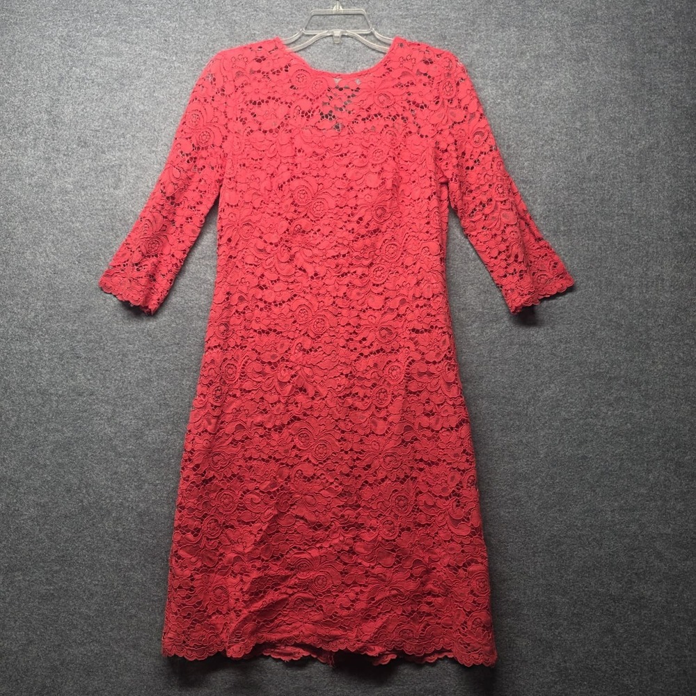 Lauren Ralph Lauren Women's Red Lace A-Line Dress Size 6 3/4 Sleeve